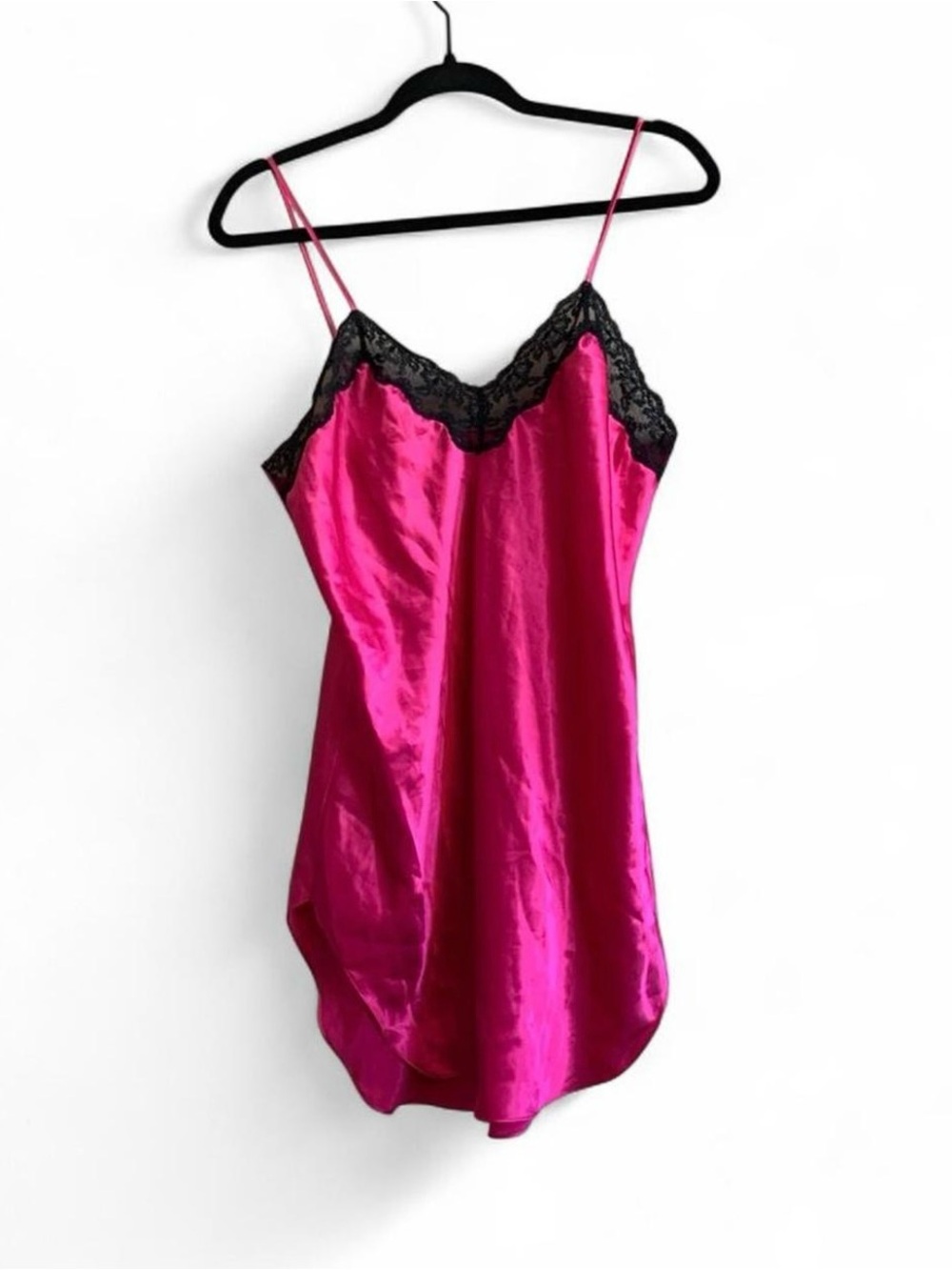 Vintage Pink and Black Lace Slip Dress Size Medium